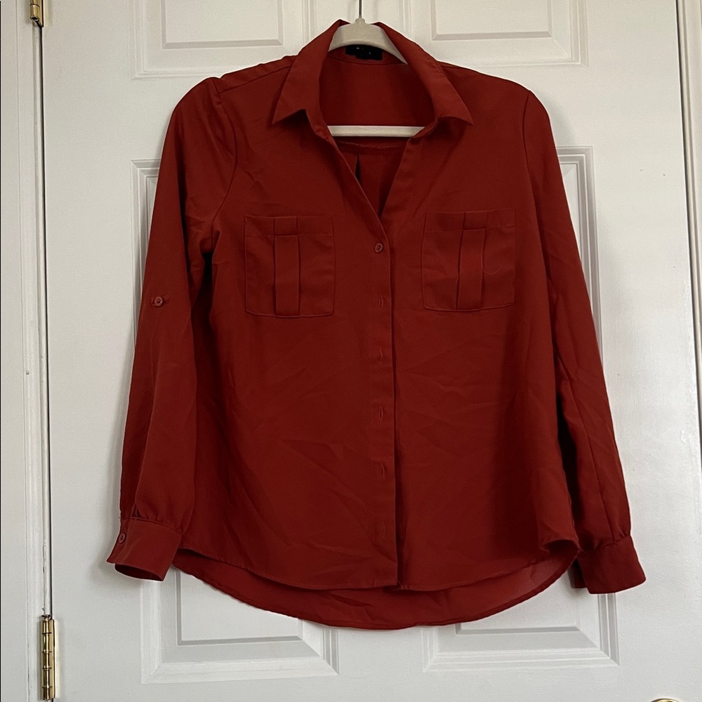 Mine Women's Deep Red Button-Down Shirt
